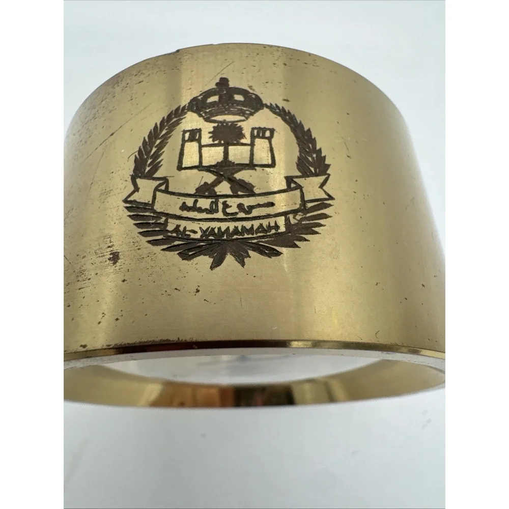 Staiger Brass Desk Clock Mechanical Wind-Up Saudi Arabia Al Yamamah Emblem Works